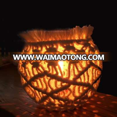 Hand Weaving Simple Home Decor glass jar  macrame candle holder