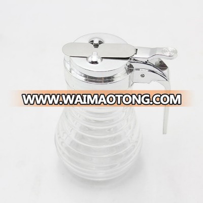 Oil glass bottle with plastic poure and  lid