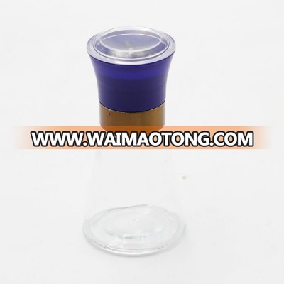 Colored spice glass grinder bottle with plastic lid