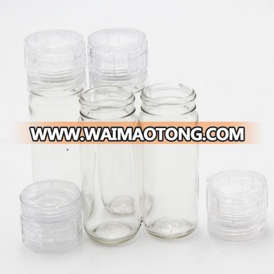 spice hand glass grinder bottle with plastic lid