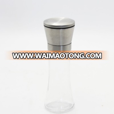 Stainless steel Salt or Pepper Grinder Glass Seasoning Bottle